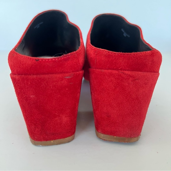 REBECCA MINKOFF Ingrid Red Suede Open Toe Slip On Heels Sandals Mules Sz 8 M - Picture 8 of 15